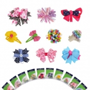 Bundle Monster 10 piece Girl Baby Toddler Ribbon Bows Mixed Design Hair Clip Barettes in BM Gift Package