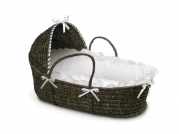 Badger Basket Moses Basket with Hood and Bedding, Espresso/White