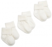 Jefferies Socks Organic Cotton Turn Cuff Sock, 3 Pack, White, 1-3 Months