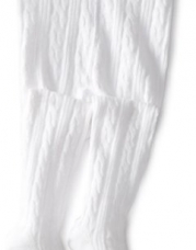 Jefferies Socks Baby-girls Infant Cable Tight, White, 6-18 Months