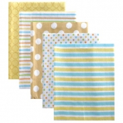 Luvable Friends Flannel Receiving Blankets, Yellow, 5 Pack