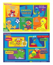 Sesame Street Table Topper Disposable Stick-on Placemats with Reusable Pop-up Travel Case - 50 Count
