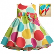 Bonnie Baby Large Dots Birthday Dress with Headband, 18 Months