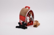 Plush Horse Barn with Horses - Five (5) Stuffed Animal Horses in Play Carrying Barn Case
