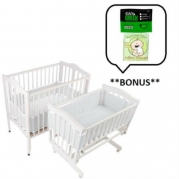 BreathableBaby Breathable Bumper for Portable and Cradle Cribs (White) with **BONUS** Rockin Green Soap and Tooth Tissues Samples