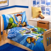 Disney 4 Piece Toddler Bedding Set, Buzz, Woody and the Gang