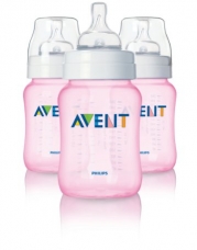 Philips AVENT 9 Ounce BPA Free Classic Polypropylene Bottles, 3-Pack, Pink