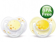 Philips AVENT BPA Free Nighttime Infant Pacifier, 0-6 Months, 2-Count, Colors May Vary