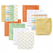 Luvable Friends 12 Pack Washcloths, Yellow