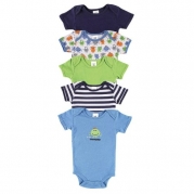 Luvable Friends Hanging 5 Pack Monster Bodysuits, 6-9 Months