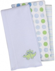 SpaSilk Baby-Boys Newborn 3 Pack Dino Burp Cloth, Blue, 12x17