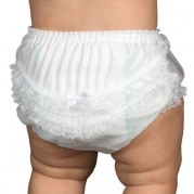 I.C. Collections Baby Girls White Nylon Rumba Diaper Cover Bloomers, Size S