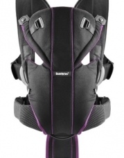 BABYBJORN Miracle Soft Cotton Mix Baby Carrier, Black/Purple