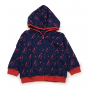 Mademoiselle Papillon (Miss Butterfly) - Zip-up Hoodie Sweatshirt, Parakeets and Hearts