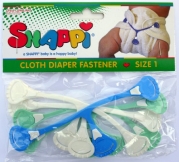 Snappi Cloth Diaper Fasteners - Pack of 5 (2 Mint Green, 2 White, 1 Blue)