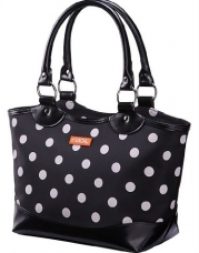 Sachi Fashion Insulated Lunch Bag, Black with White Dots