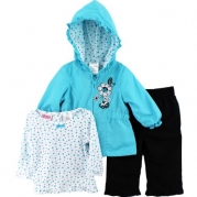 Young Hearts Baby-Girls Infant 3 Piece Flower Jacket Set, Blue, 24 Months