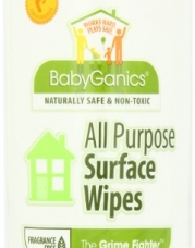 BabyGanics The Grime Fighter All-Purpose Surface Wipes, Unscented, 75-count Tubs (Pack of 2)