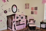 9pc Pink & Brown Crib Bedding Nursery Set