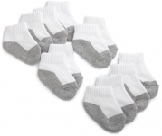 Fruit Of The Loom Infant Boys Tuff n' Comfy 6 Pack Low Cut Sock, White/Gray, Small