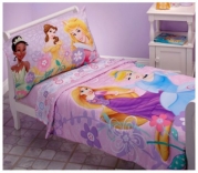 Disney Princess 4 Piece Toddler Bedding Set - Rapunzel, Aurora, Belle, Cinderella
