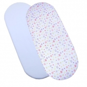 Pack of 2 Fitted Cotton Moses Basket Sheets - 1 White & 1 Flower Design