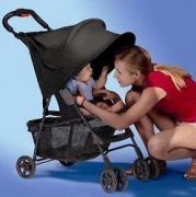 RayShade® UV Protective Stroller Shade Improves Sun Protection for Strollers, Joggers and Prams Black