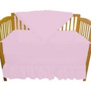 Solid Color Pink Portable Crib bedding