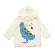 Mademoiselle Papillon (Miss Butterfly) - Pull-Over Hoodie Sweatshirt - Bird with Berry,Off-White,12-24 Months