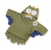 Baby Aspen My Little Night Owl Hooded Terry Spa Robe, Green