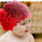 Flower Toddlers Infant Baby Girl Princess Headband Hair Band Headwear Accessories Crochet (Red)