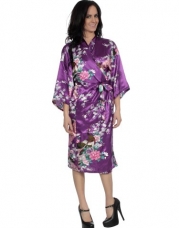 Simplicity Women's Peacock Kimono Robe Pajama Nightgown Sleepwear - Purple
