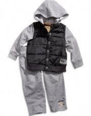 GUESS Kids Baby Boy Long-Sleeve Mock Vest Hoodie and Active Pants Set (12-24m), GREY HEATHER (24M)