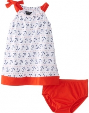 Nautica Baby-Girls Infant Anchor and Dot Print Dress, Sail White, 18 Months