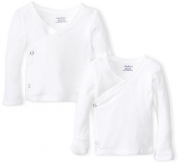 Gerber Unisex-Baby Newborn 2 Pack Long Sleeve Side Snap Mitten Cuffs Shirt, White, 0-3 Months