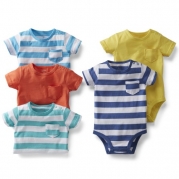 Carter's Baby Boys 5-pack Short Sleeve Bodysuit Set (Preemie-24M) (12 Months, Bright Stripe)