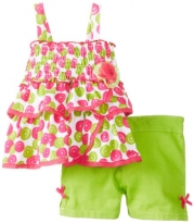 Kids Headquarters Baby-Girls Infant Pink Printed Top with Shorts, Green, 12 Months