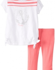 Nautica Baby-Girls Infant Side Tie Knit Top and Capri Legging Set, Rose, 24 Months