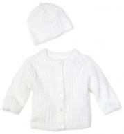 Little Me Unisex-baby Newborn Lovable Cable Sweater, White, 12 Months