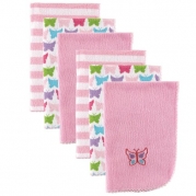 Luvable Friends Burp Cloths, Pink Butterfly, 6-Count