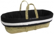 Baby Doll Bedding Zuma Moses Basket Set, Black/White