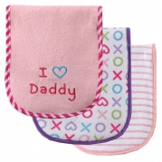 Luvable Friends I Love Mommy and Daddy Baby Burp Cloths, Pink Daddy, 3-Count