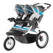 Schwinn Turismo Double Swivel Stroller, Grey/Blue