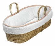 Baby Doll Bedding Minky Diamond Moses Basket, Ecru