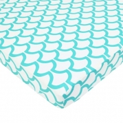 American Baby Company 100% Cotton Percale Fitted Portable/Mini Crib Sheet, Aqua Sea Waves