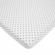 American Baby Company 100% Cotton Percale Fitted Portable/Mini Crib Sheet, White with Gray Dot