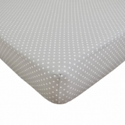 American Baby Company 100% Cotton Percale Fitted Portable/Mini Crib Sheet, Gray with White Dot