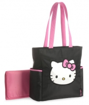 Hello Kitty Tall Applique Diaper Tote Bag, Black/White