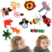 12 Piece baby & toddler juDanzy BUGS & ANIMAL Hair Clippies bows