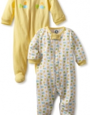 Gerber Unisex-Baby  2 Pack Sleep N Play Zip Front Ducks, Yellow, 3-6 Months